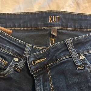 Kut from the Kloth Men's Dark Blue Slim Jeans with Contrast Gold Stitching